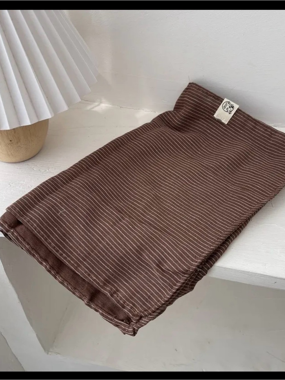 Japanese style striped cotton linen scarf
